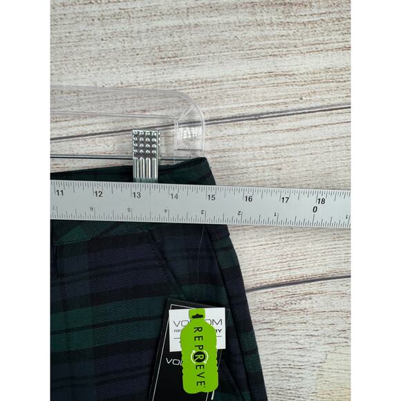 Volcom FroChickie High Rise Plaid Chino Pants Womens 29x30 Blue Green NEW - Picture 11 of 14